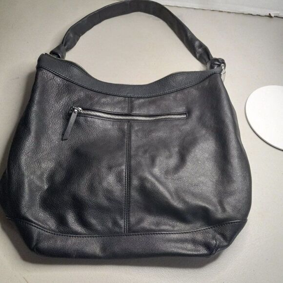 B. Makowsky Black Leather Shoulder bag Cottagecore Grandmacore - Picture 2 of 10